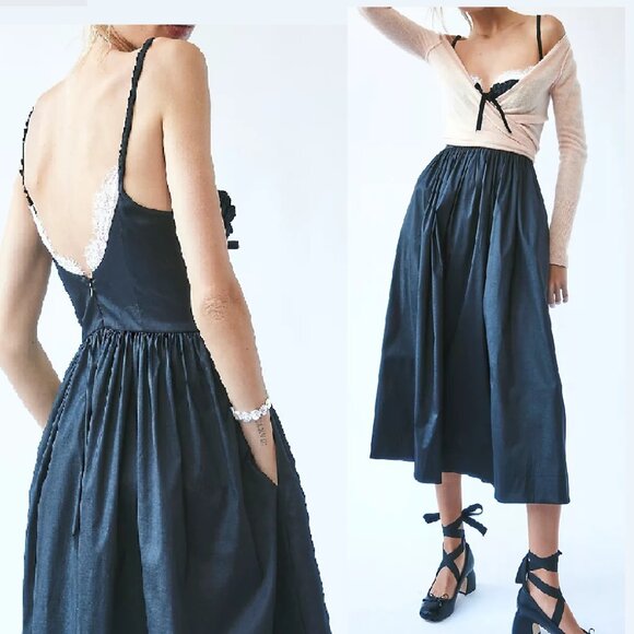 NWT FOR LOVE AND LEMONS DORIS SLEEVELESS BLACK MIDI DRESS SIZE S - Picture 3 of 9